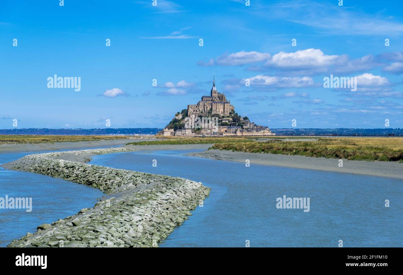 Mont Saint Michel, France - August 29, 2019: The mouth of the Couesnon River at Mont Saint-Michel in Lower Normandy, France Stock Photo