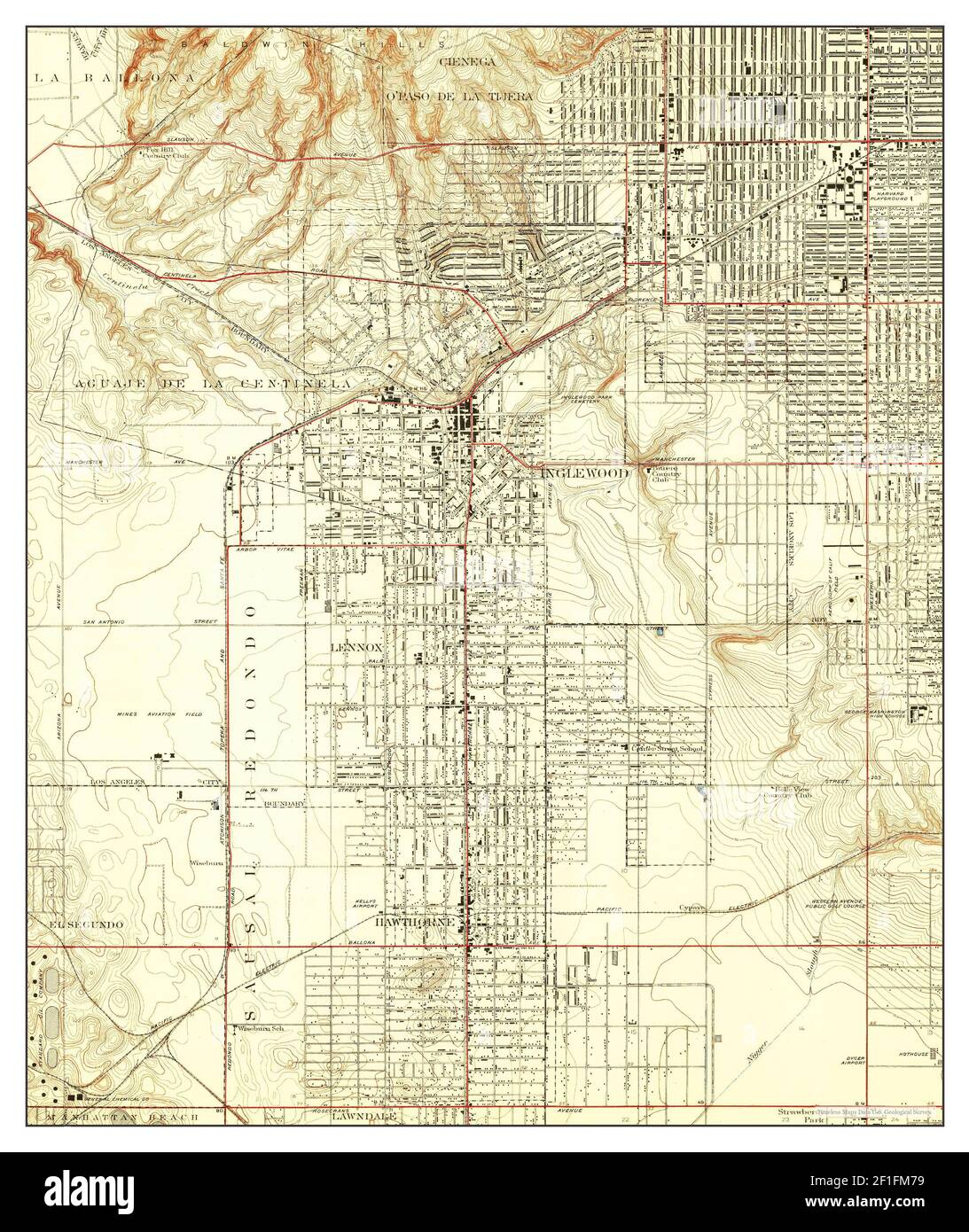 Inglewood, California, map 1930, 1:24000, United States of America by Timeless Maps, data U.S. Geological Survey Stock Photo
