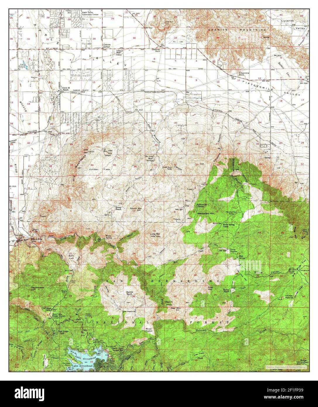Lake Arrowhead, California, map 1956, 162500, United States of America