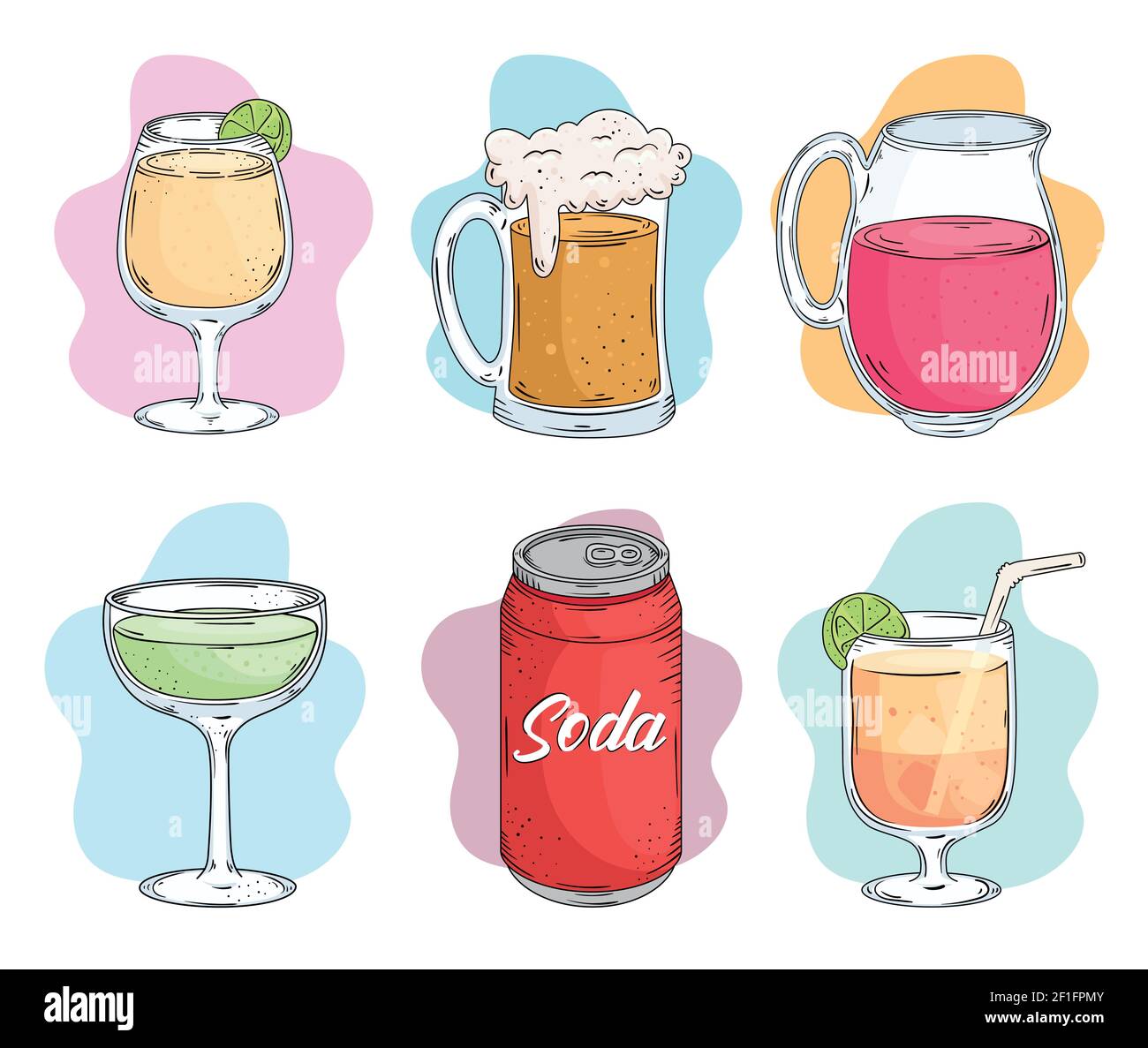 drinks six icons Stock Vector Image & Art - Alamy