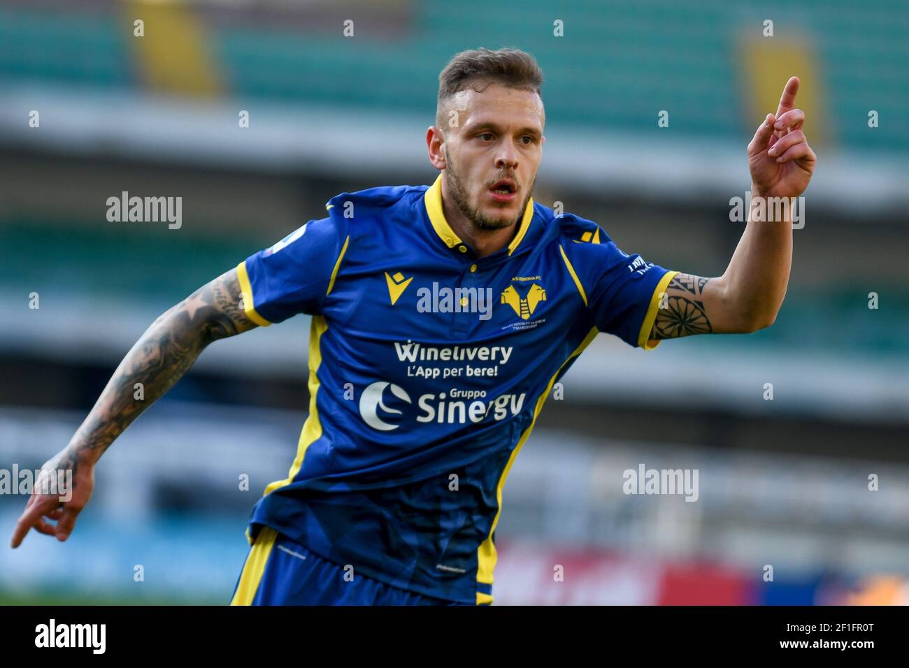 Federico Dimarco (Hellas Verona) portrait during Hellas Verona vs AC Milan,  Italian football Serie A match, Veron - Photo .LiveMedia/Ettore Griffoni  Stock Photo - Alamy