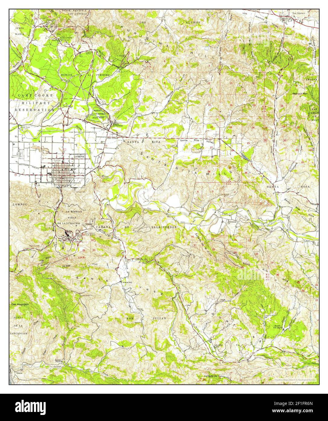 Lompoc, California, map 1947, 162500, United States of America by