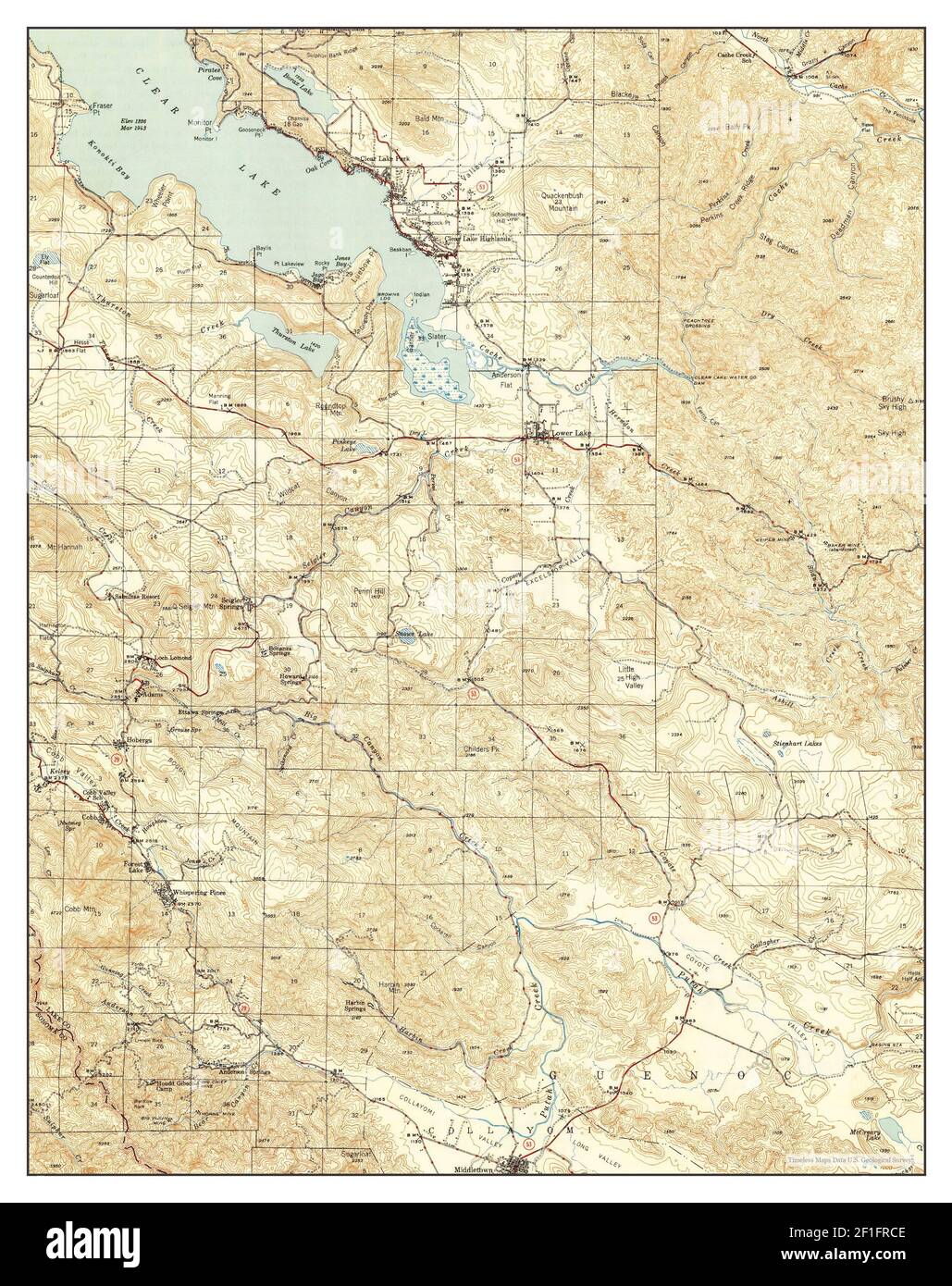 Lower Lake, California, map 1945, 162500, United States of America by