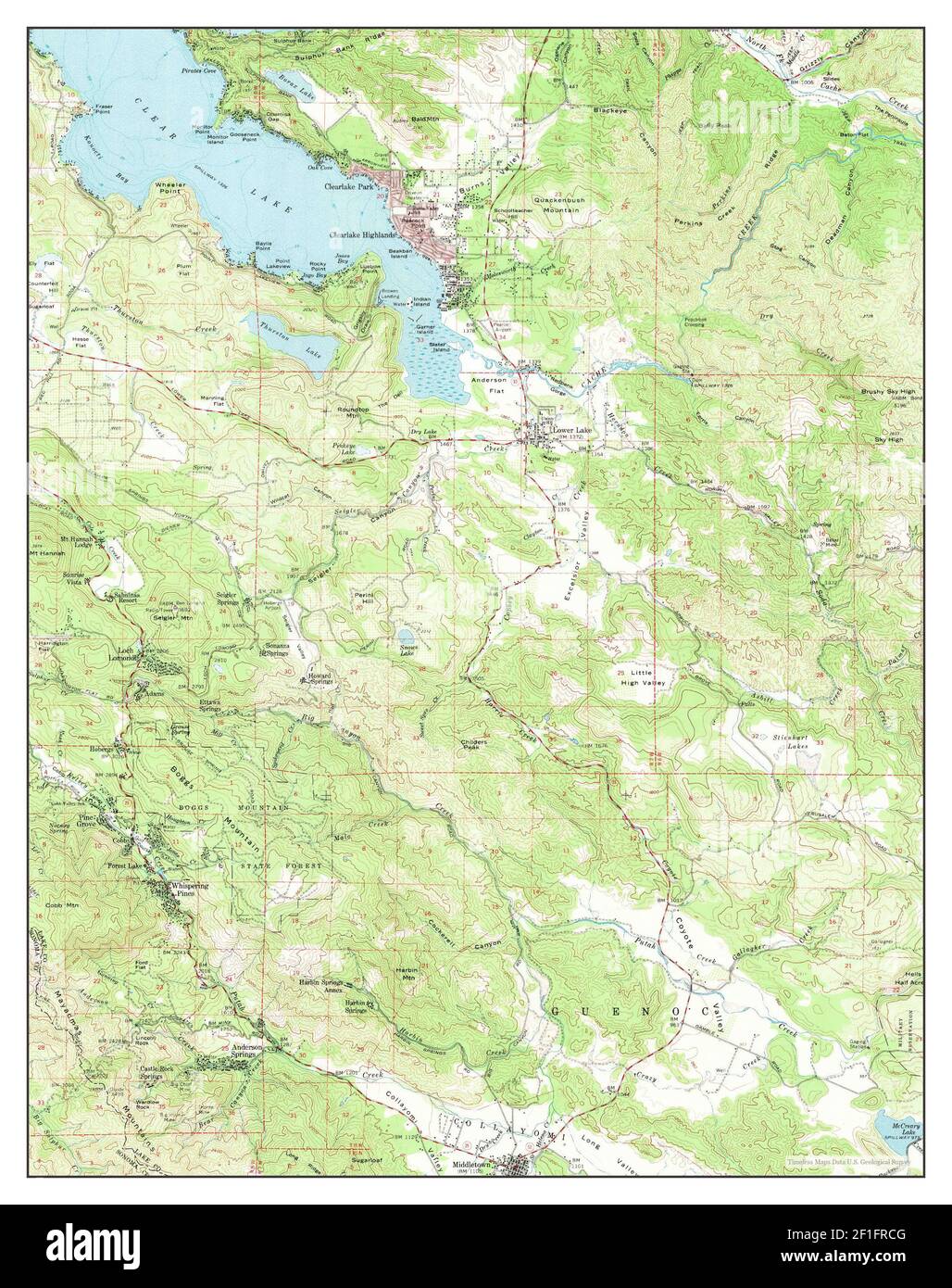 Lower Lake, California, map 1958, 162500, United States of America by