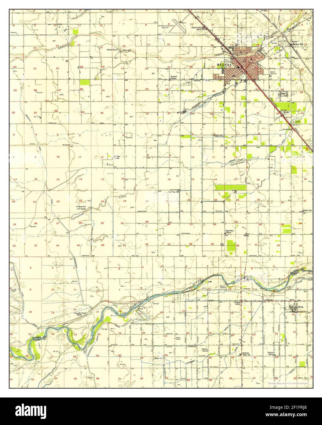 Madera, California, map 1946, 1:62500, United States of America by Timeless Maps, data U.S. Geological Survey Stock Photo