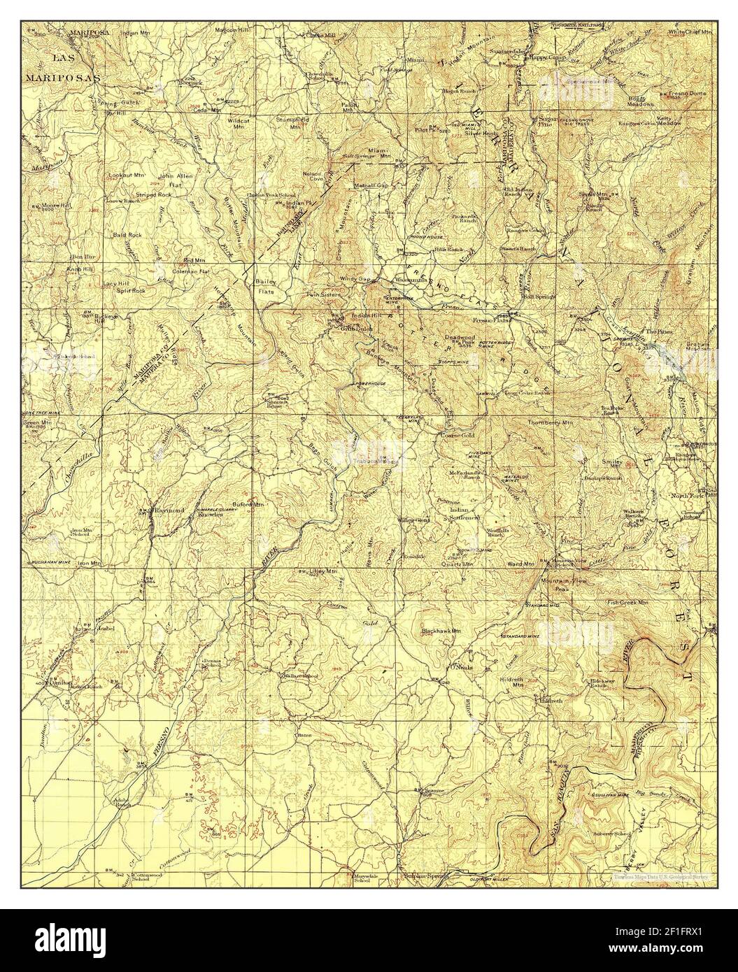 Mariposa, California, map 1912, 1125000, United States of America by Timeless Maps, data U.S