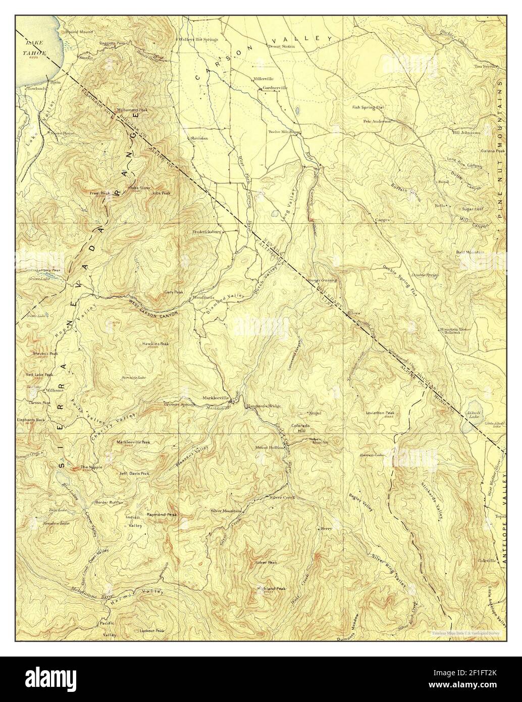Markleeville, California, map 1893, 1125000, United States of America