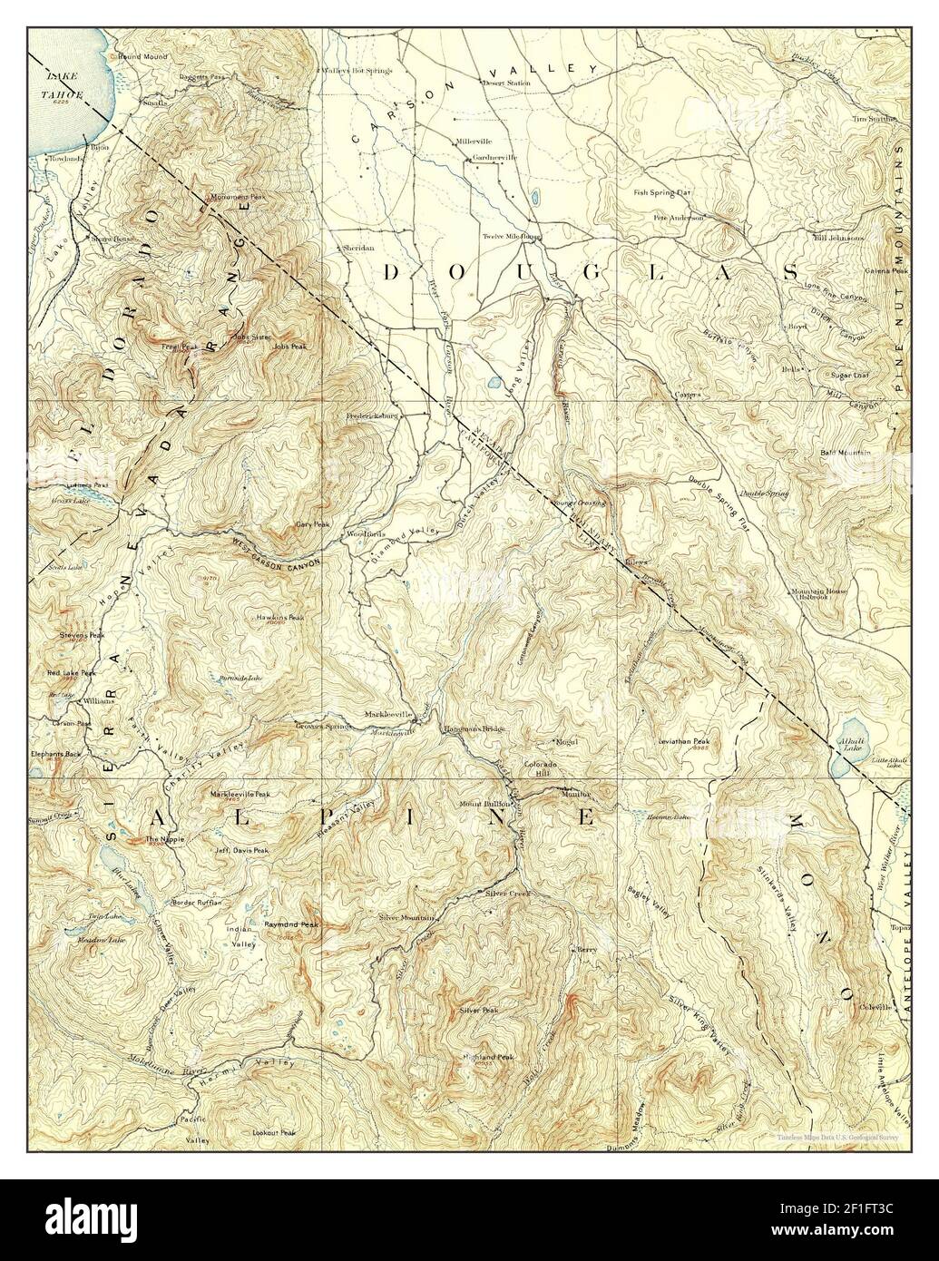 Markleeville, California, map 1893, 1125000, United States of America