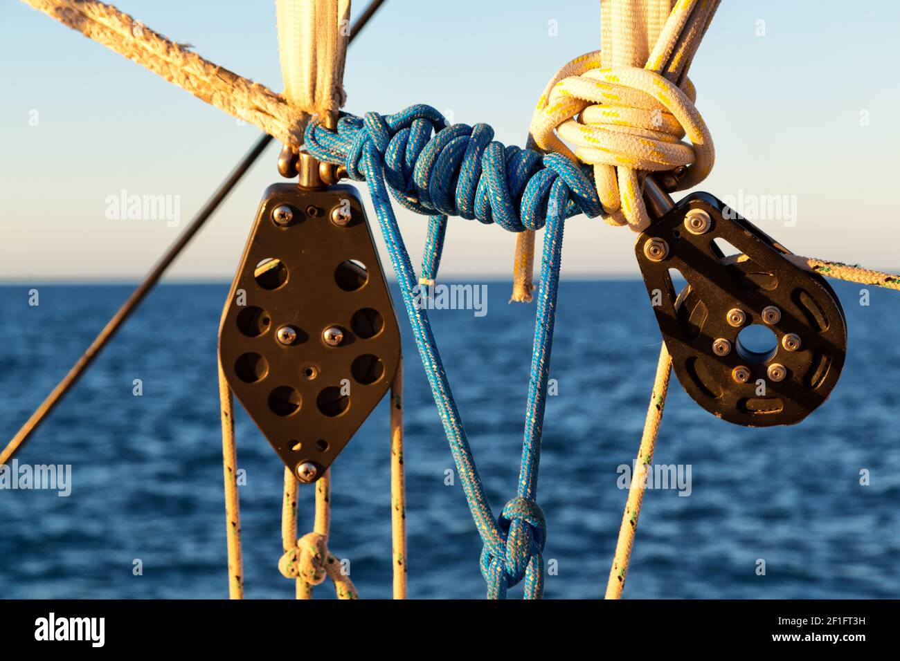 A old catamaran rope in the sky like abstract concept Stock Photo Alamy