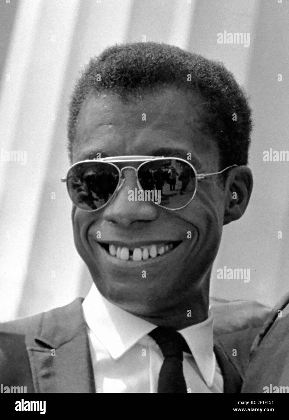 James Baldwin. Portrait of the American writer, James Arthur Baldwin (1924-1987) at a Civil Rights March on Washington, D.C., August 1963. Stock Photo