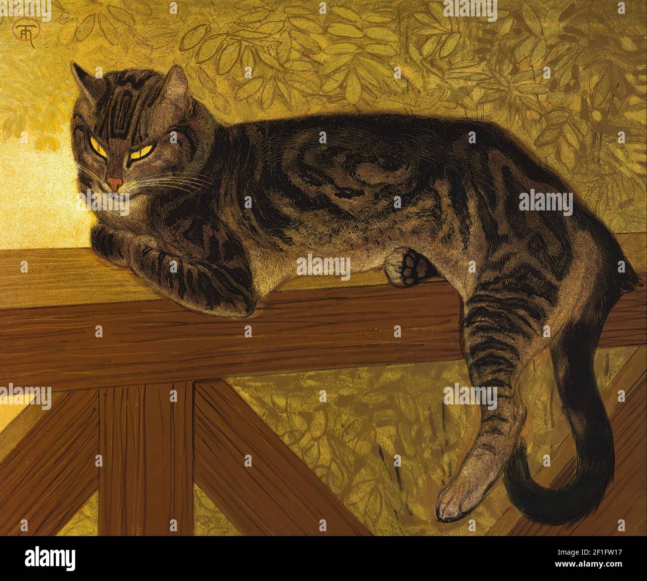 Théophile Alexandre Steinlen - Summer- Cat on a Balustrade Stock Photo