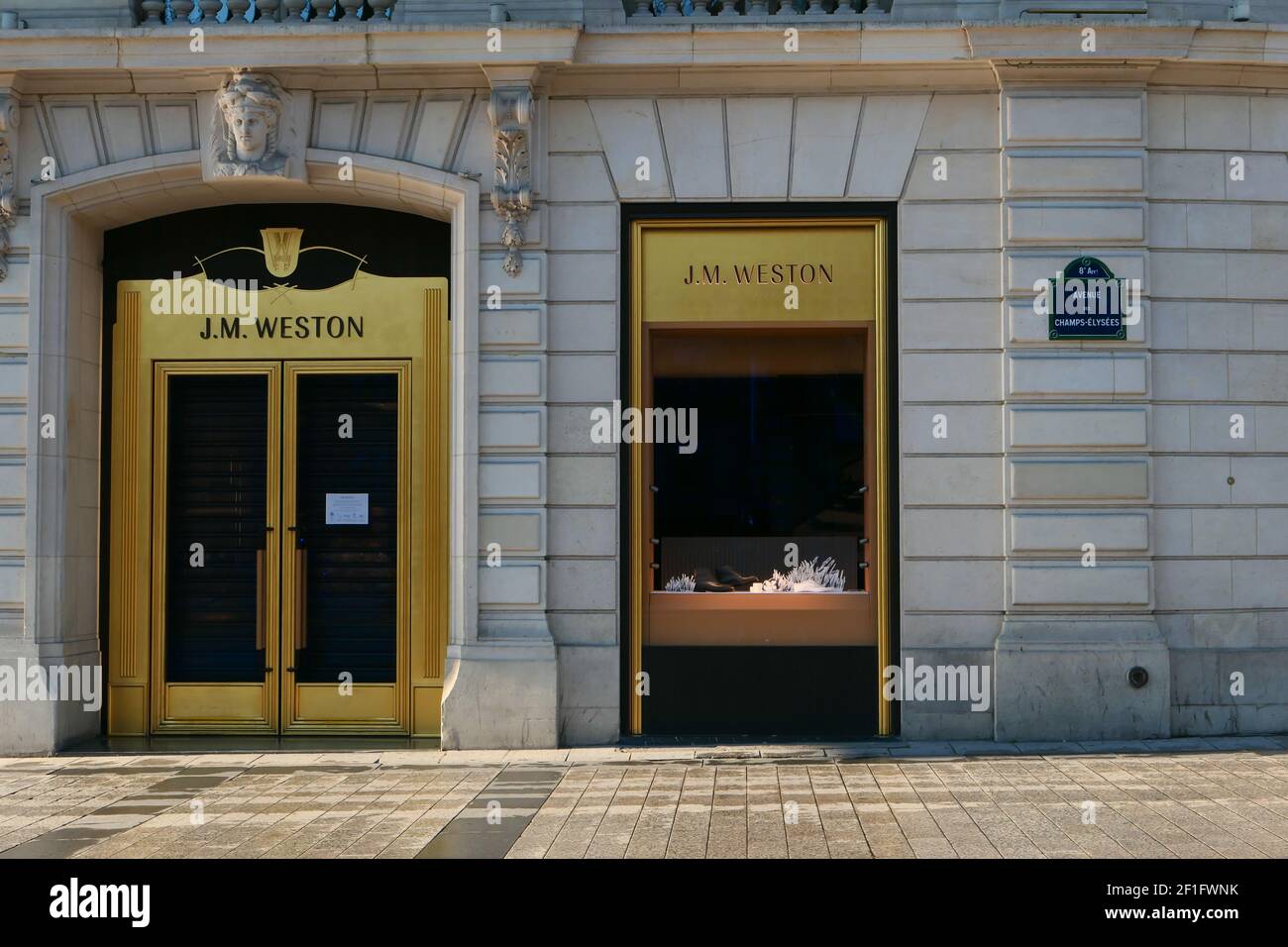 Paris, France. March 07. 2021. J.M Weston luxury shoe shop, located on the  Champs-Elysees avenue Stock Photo - Alamy