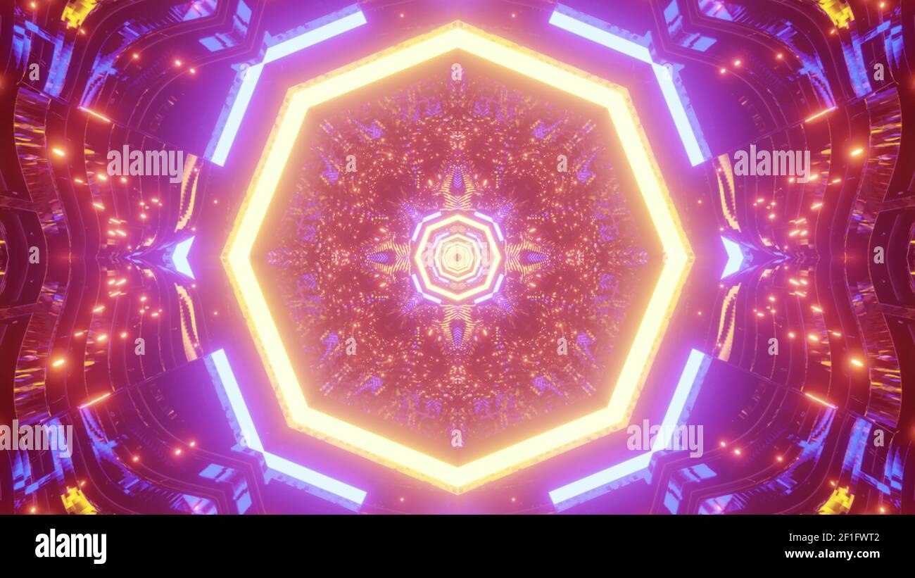 A 3D rendering futuristic background with colorful laser neon lights ...