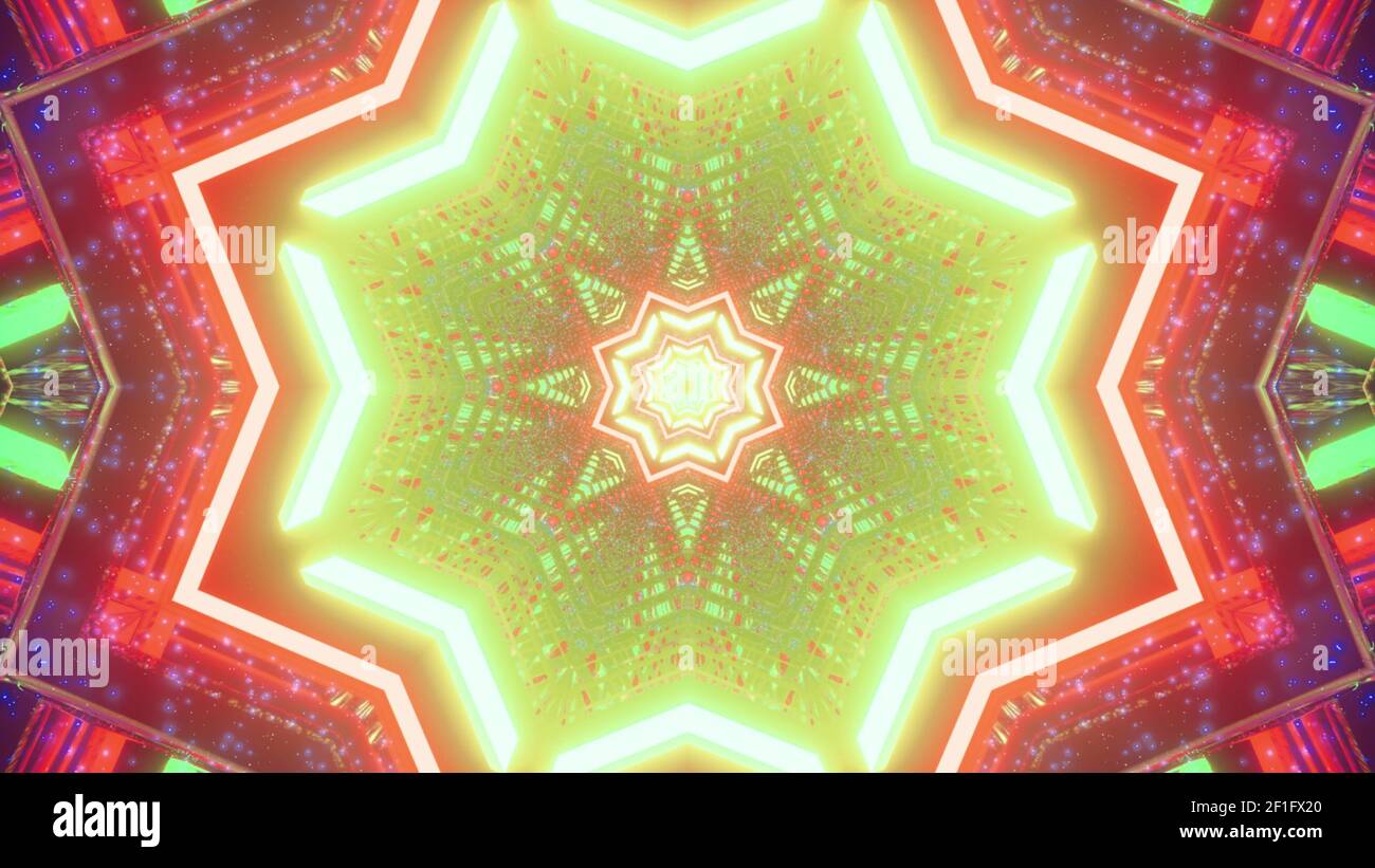 A 3D rendering futuristic background with colorful laser neon lights ...