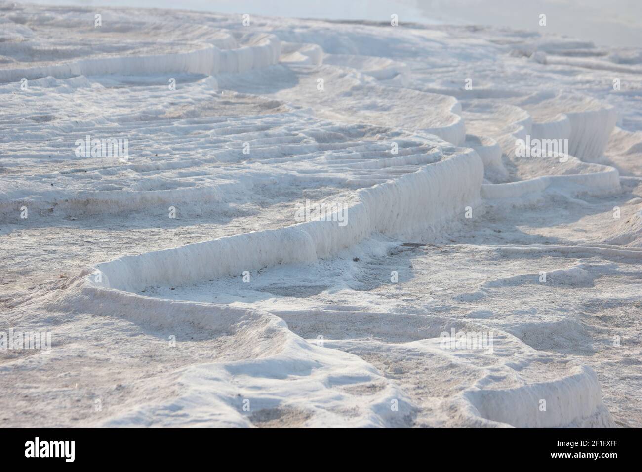Details of the calcium pools on travertine terraces at Pamukkale, Turkey. Stock Photo