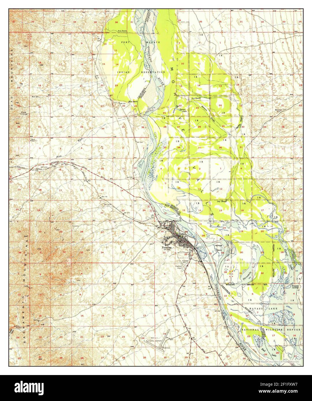 Needles, California, map 1952, 162500, United States of America by