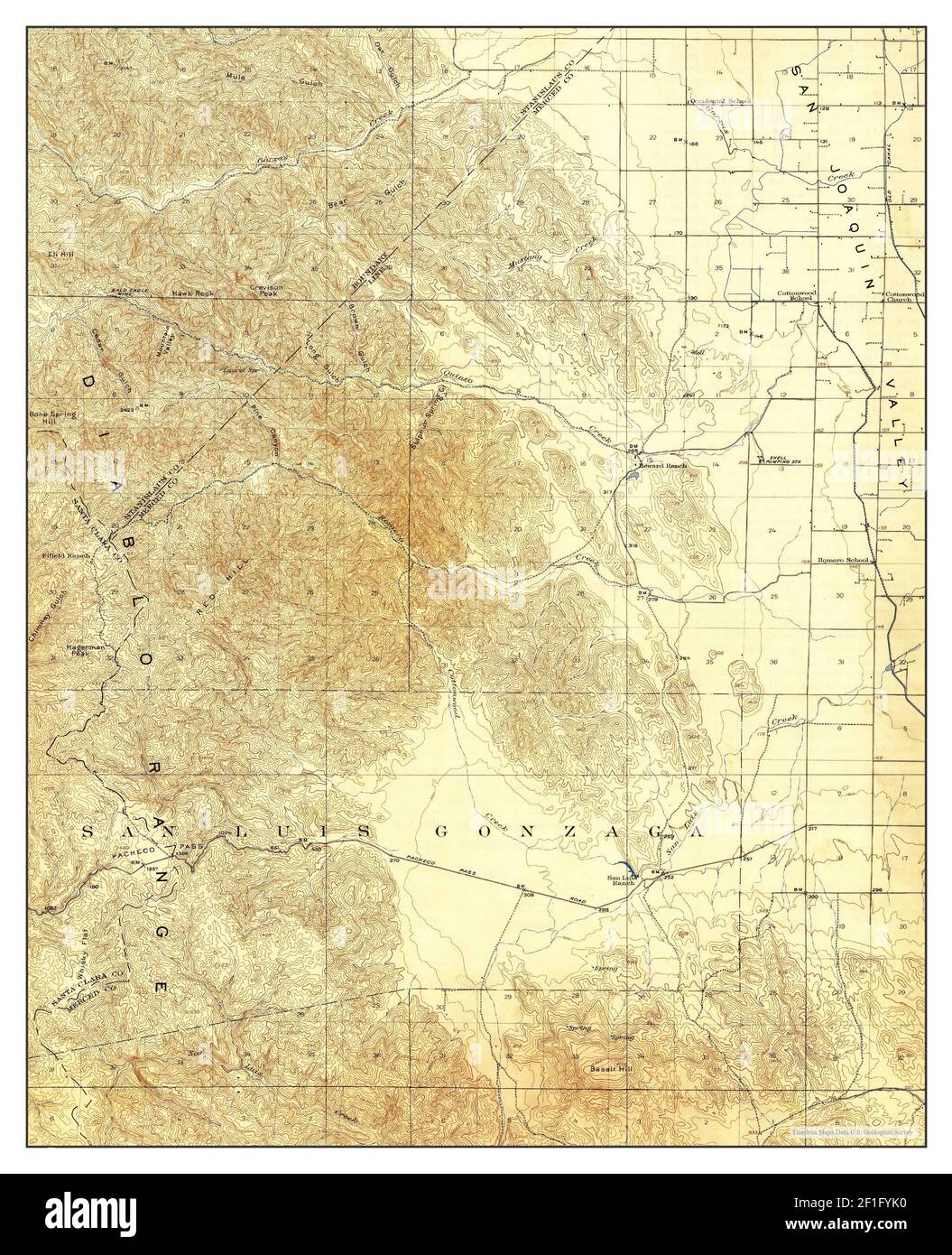 Pacheco Pass, California, map 1920, 1:62500, United States of America by Timeless Maps, data U.S. Geological Survey Stock Photo
