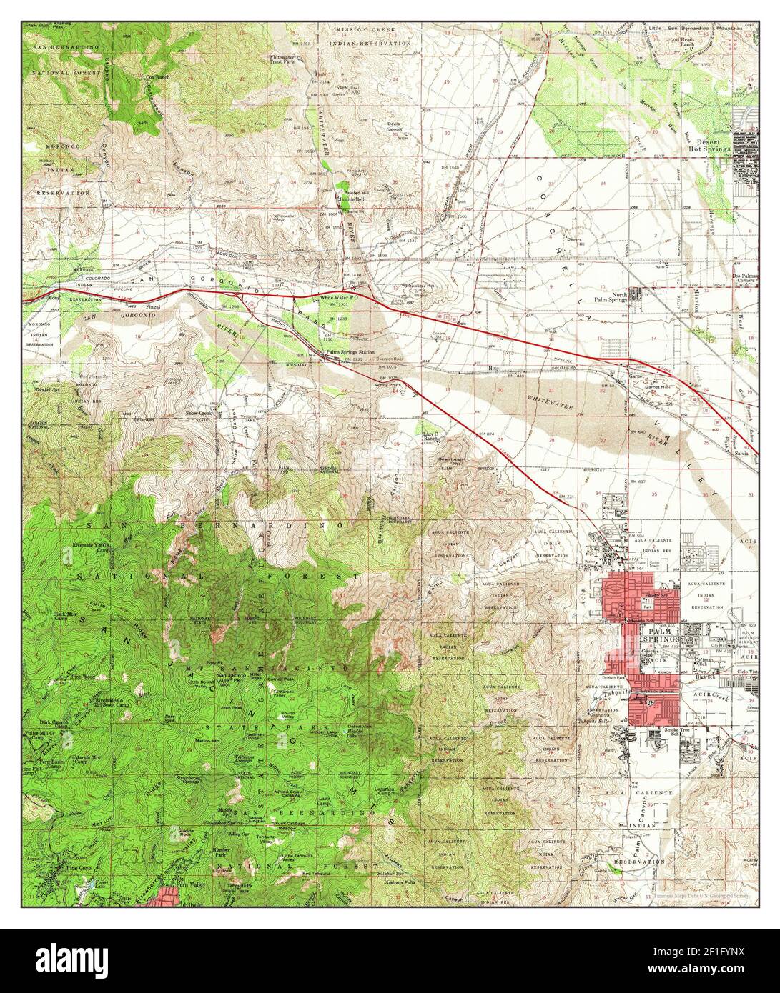 Palm Springs, California, map 1957, 1:62500, United States of America ...