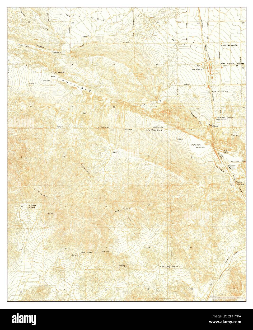 Palmdale, California, map 1932, 1:24000, United States of America by Timeless Maps, data U.S. Geological Survey Stock Photo