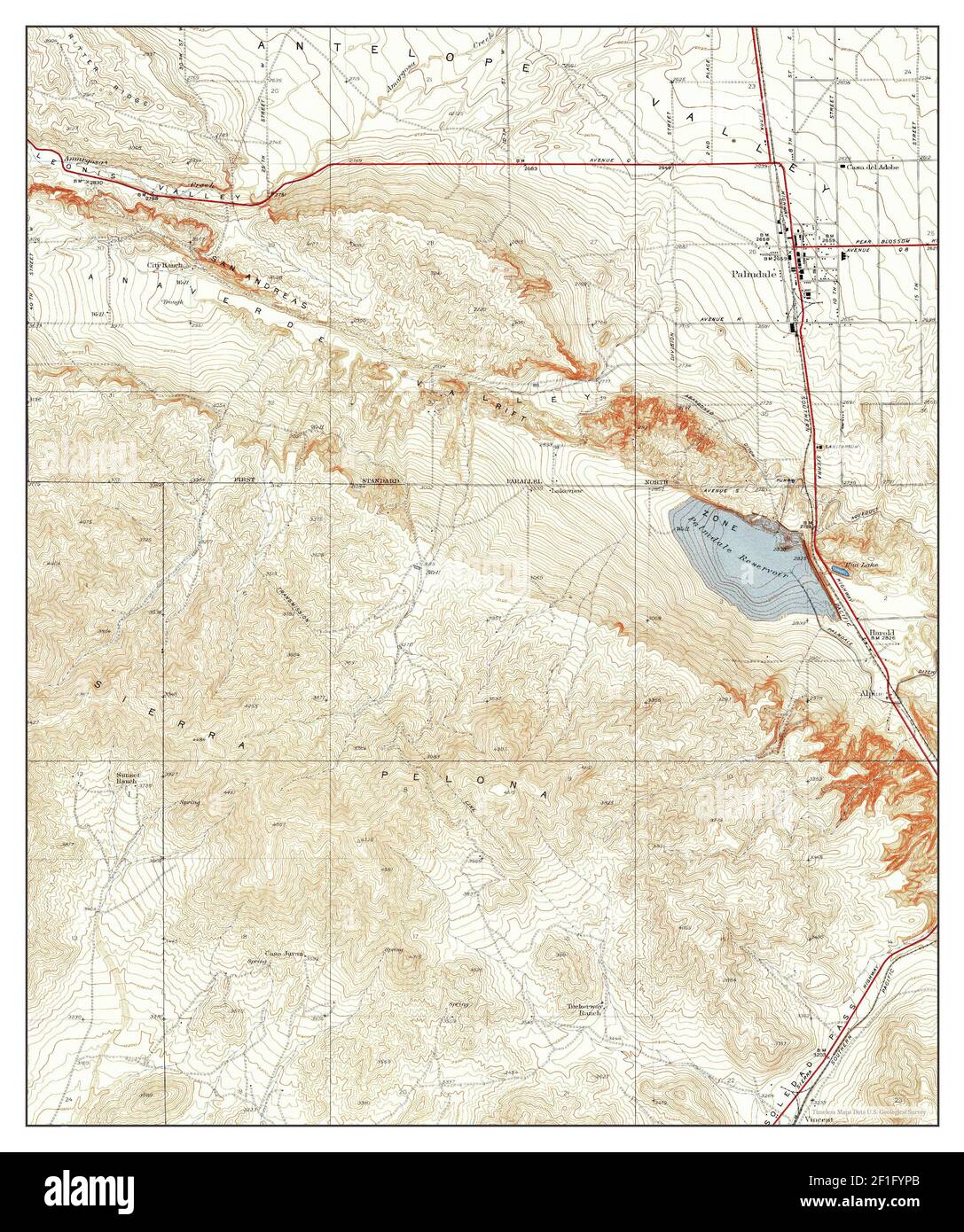 Palmdale, California, map 1937, 1:24000, United States of America by Timeless Maps, data U.S. Geological Survey Stock Photo