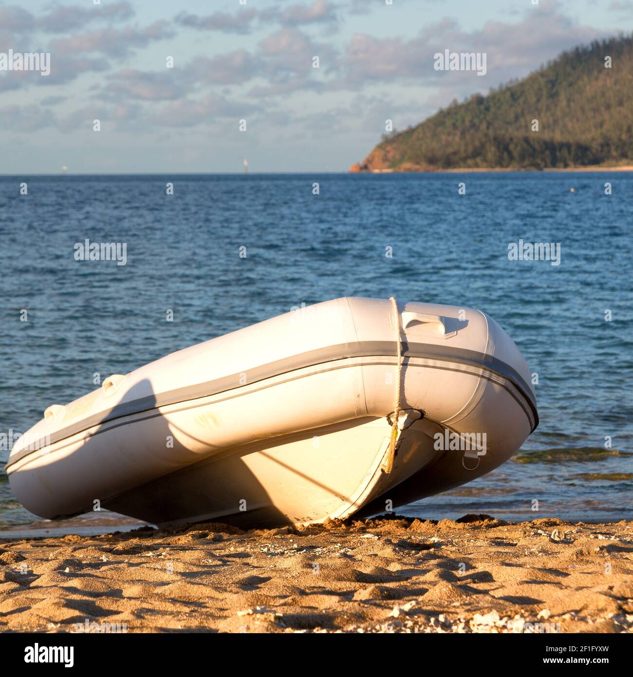In the sea ocean the rubber dinghy Stock Photo Alamy