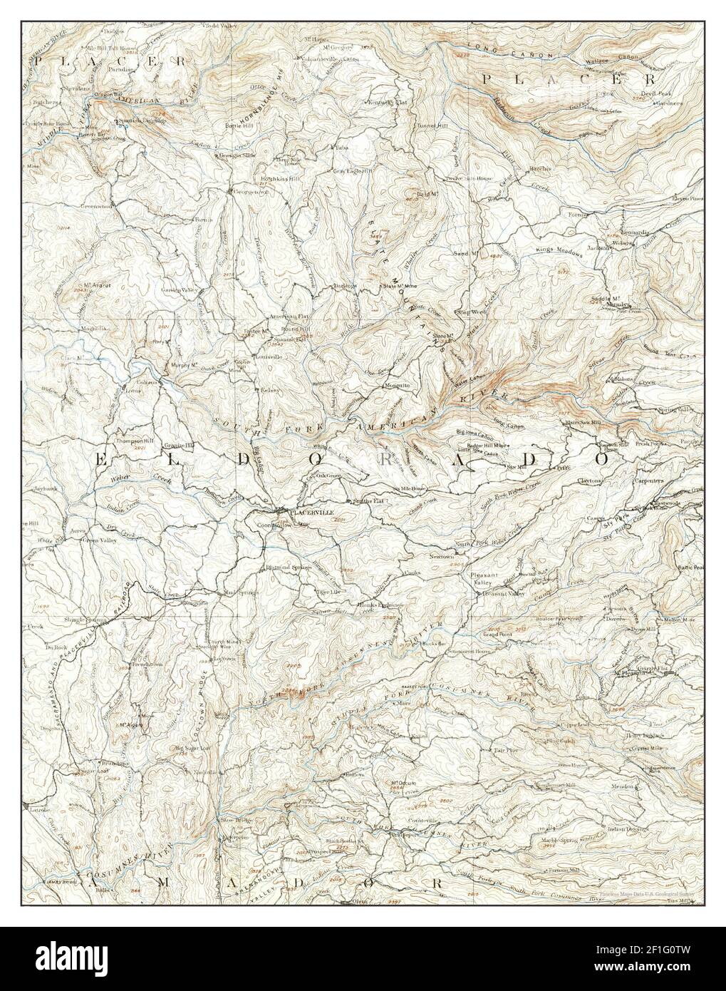 Placerville, California, map 1891, 1125000, United States of America