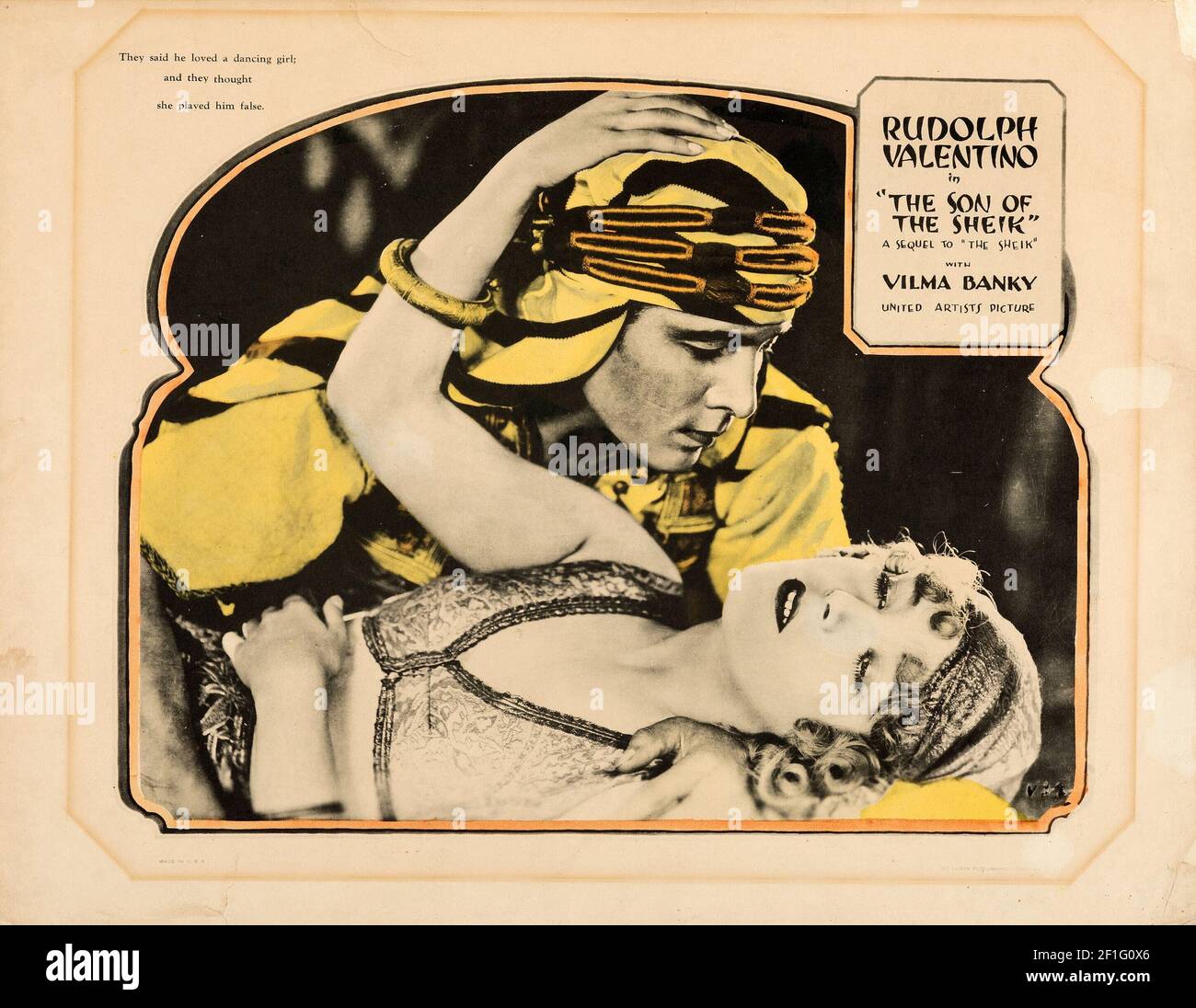 Rudolph Valentino in The Son of the Sheik. Classic movie poster, old and vintage. 1926. Stock Photo