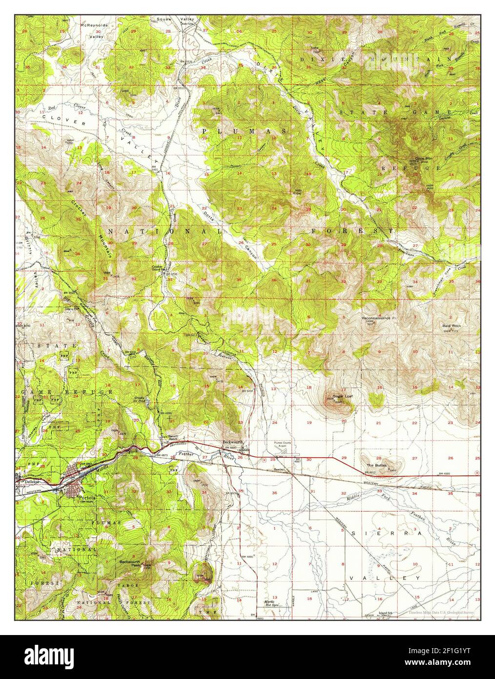 Portola, California, map 1950, 162500, United States of America by