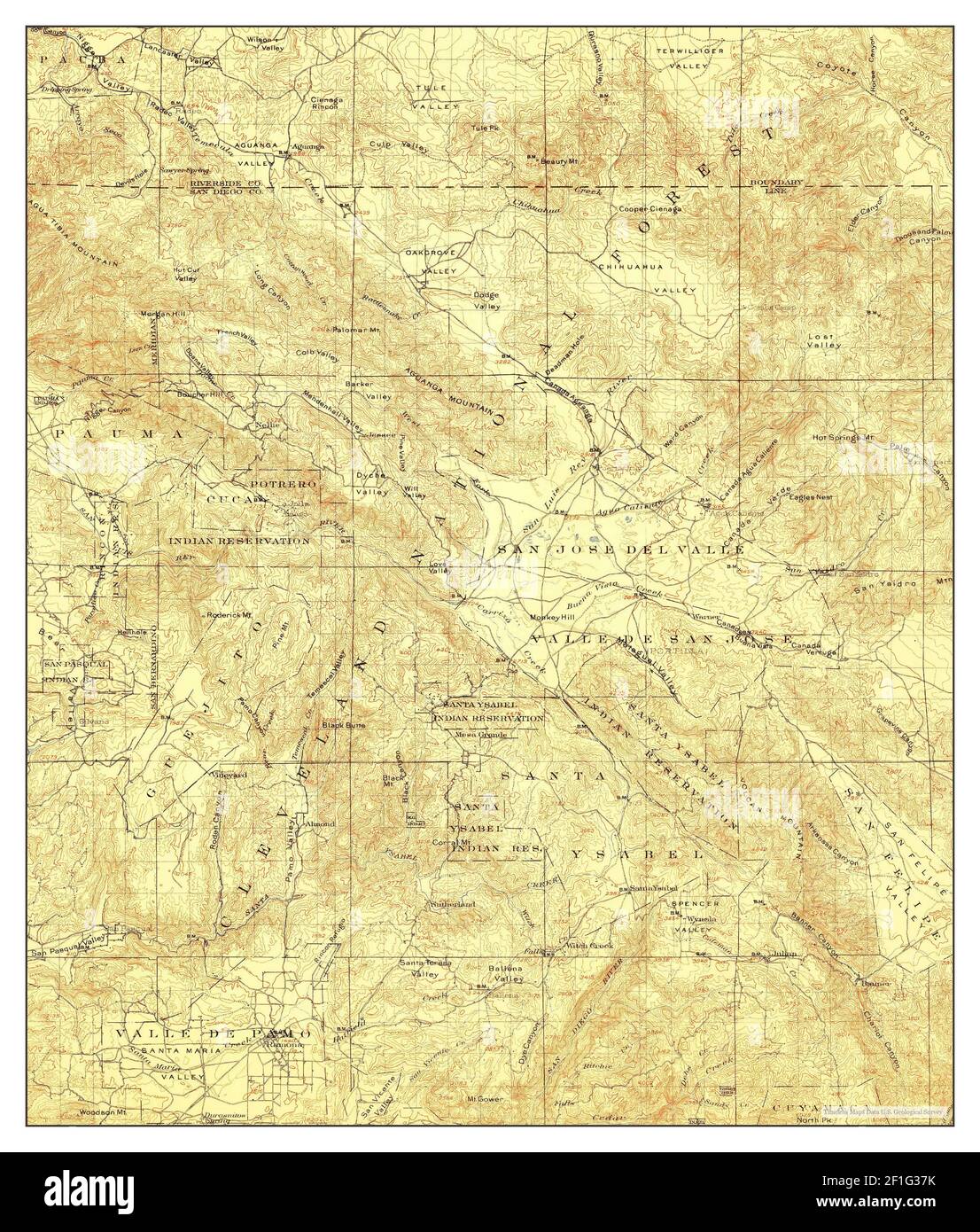 Ramona, California, map 1903, 1:125000, United States of America by Timeless Maps, data U.S. Geological Survey Stock Photo