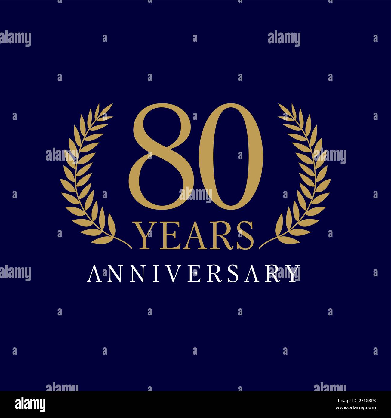 80 years old luxurious logo. Anniversary year of 80 th vector gold