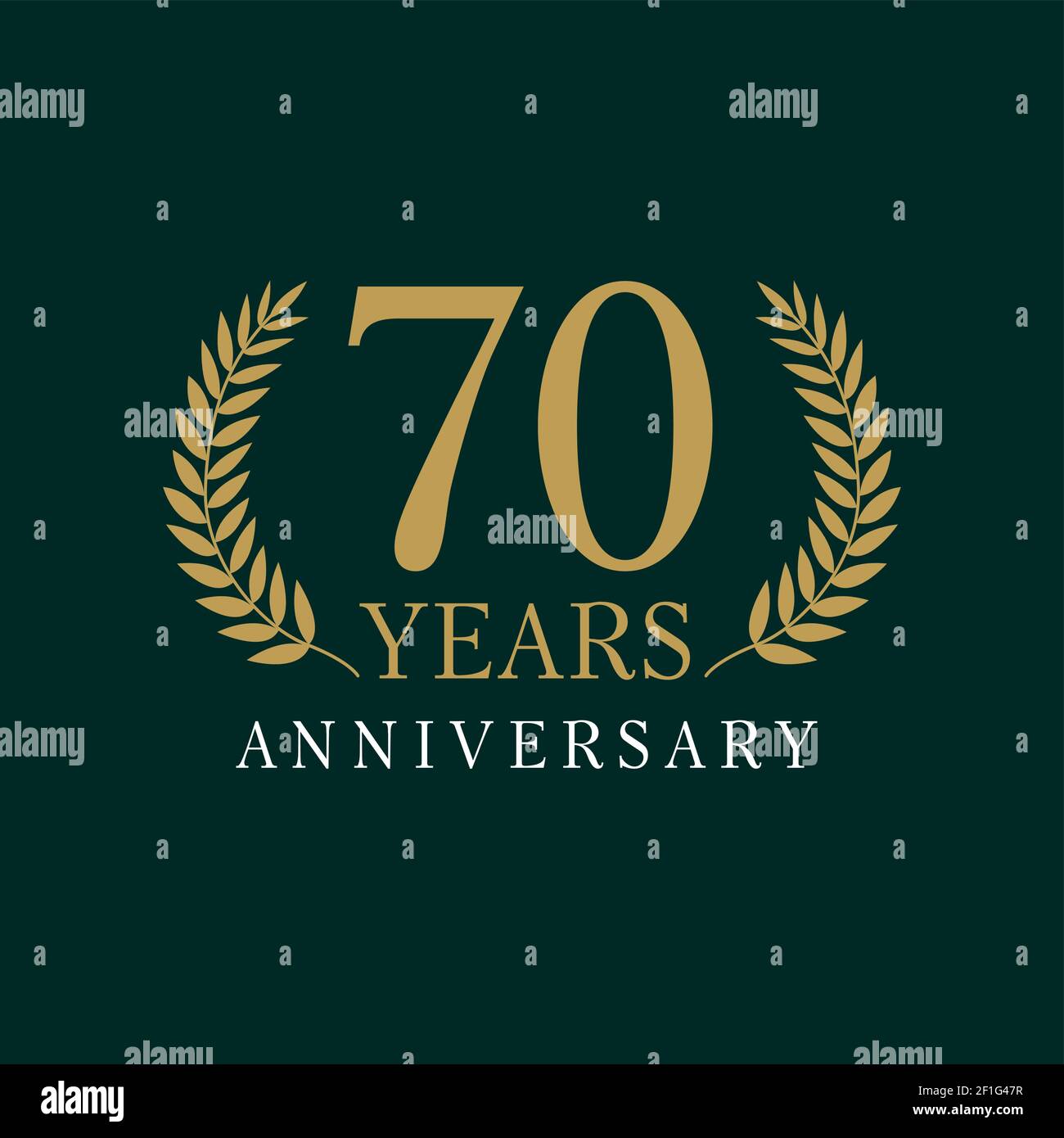 70 years old luxurious logo. Anniversary year of 70 th vector gold