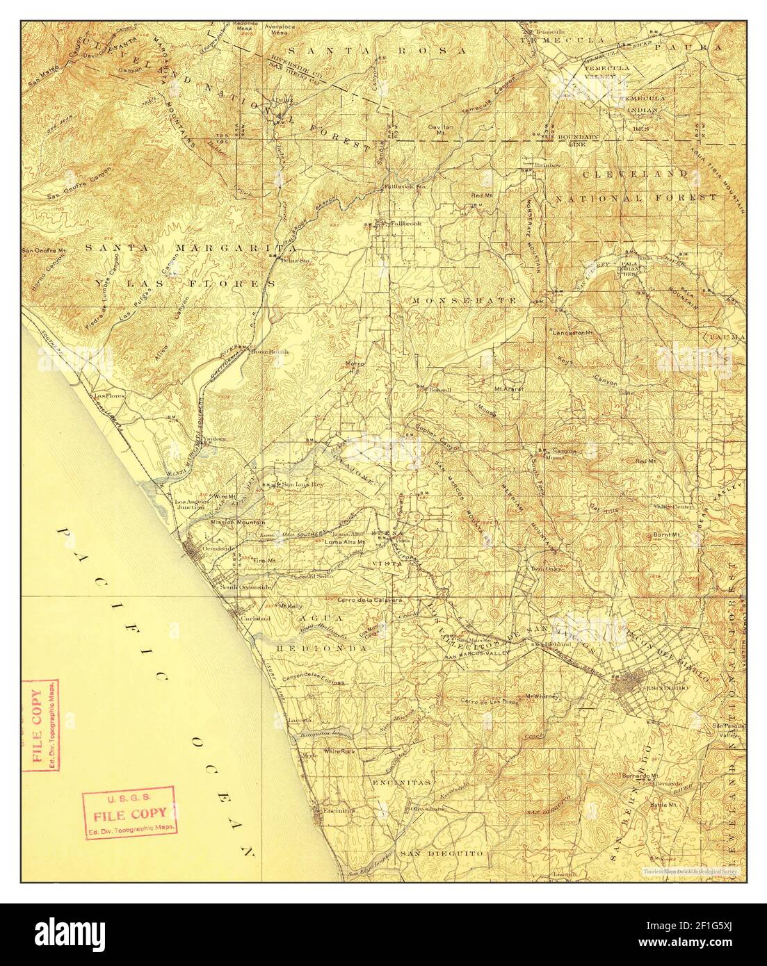 1857 CA Map San Luis Rey Oceanside Solana CALIFORNIA HISTORY RARE HUGE 