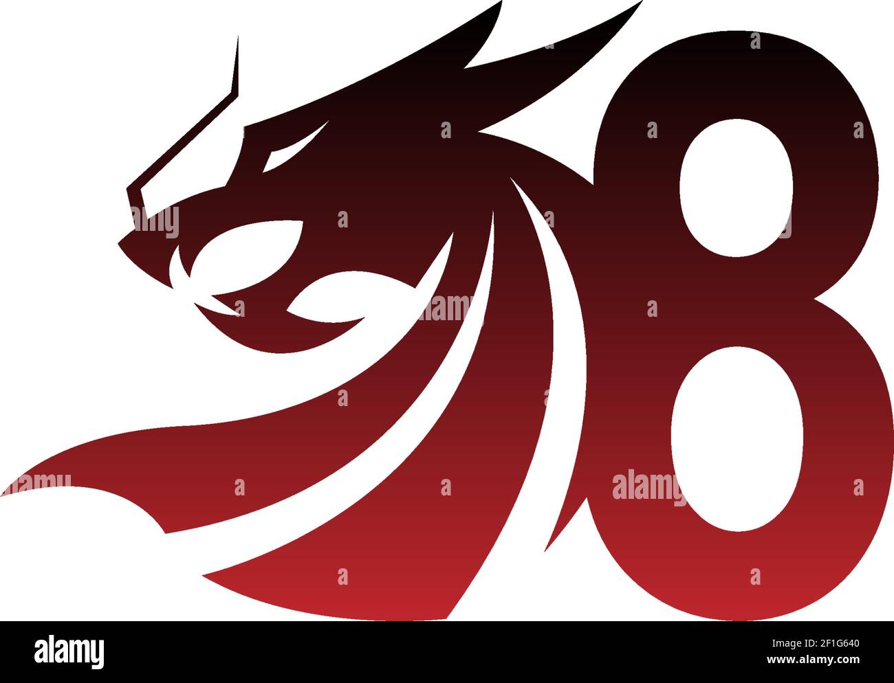Number 8 logo icon with dragon design vector illustration Stock Vector ...