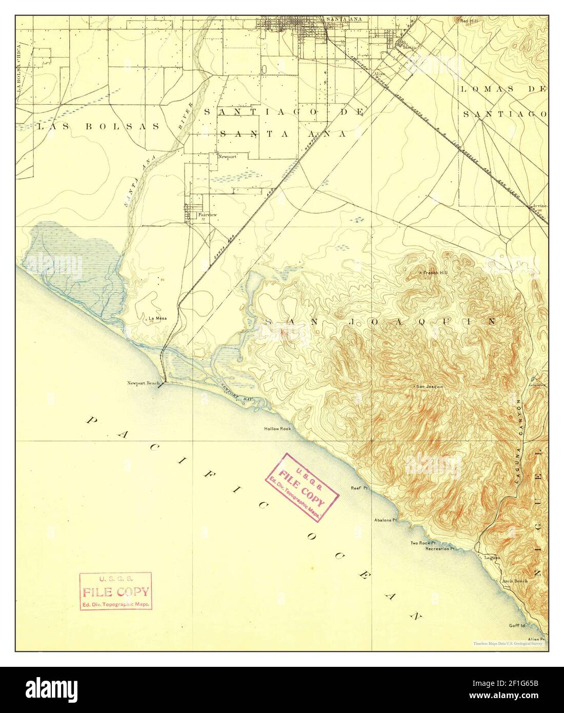 Santa Ana, California, map 1896, 1:62500, United States of America by