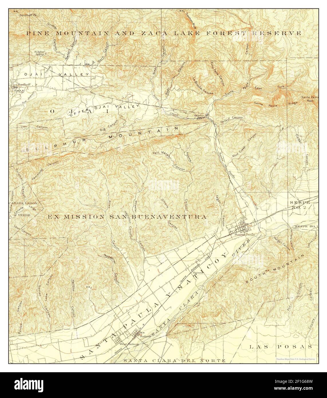 Santa Paula, California, map 1903, 1:62500, United States of America by Timeless Maps, data U.S. Geological Survey Stock Photo