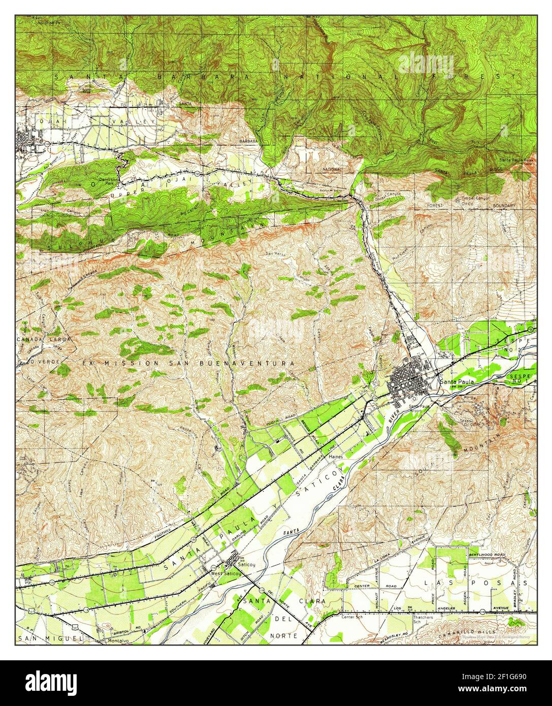 Santa Paula, California, map 1947, 1:62500, United States of America by Timeless Maps, data U.S. Geological Survey Stock Photo