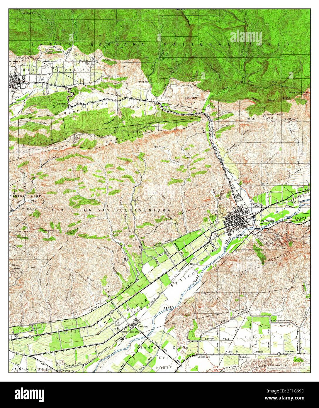 Santa Paula, California, map 1964, 1:62500, United States of America by Timeless Maps, data U.S. Geological Survey Stock Photo