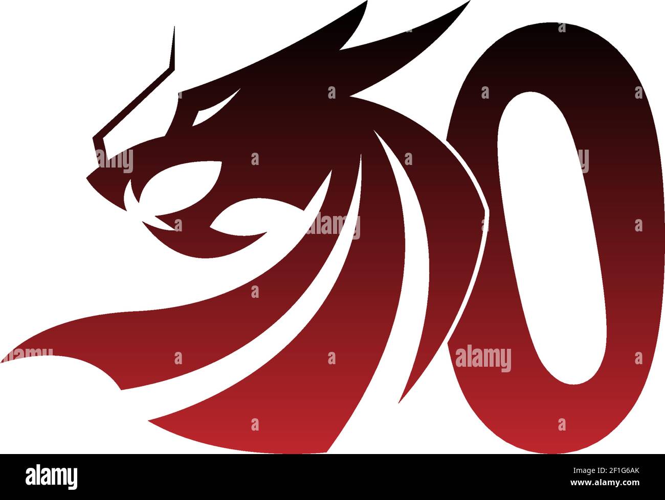 Number zero logo icon with dragon design vector illustration Stock Vector