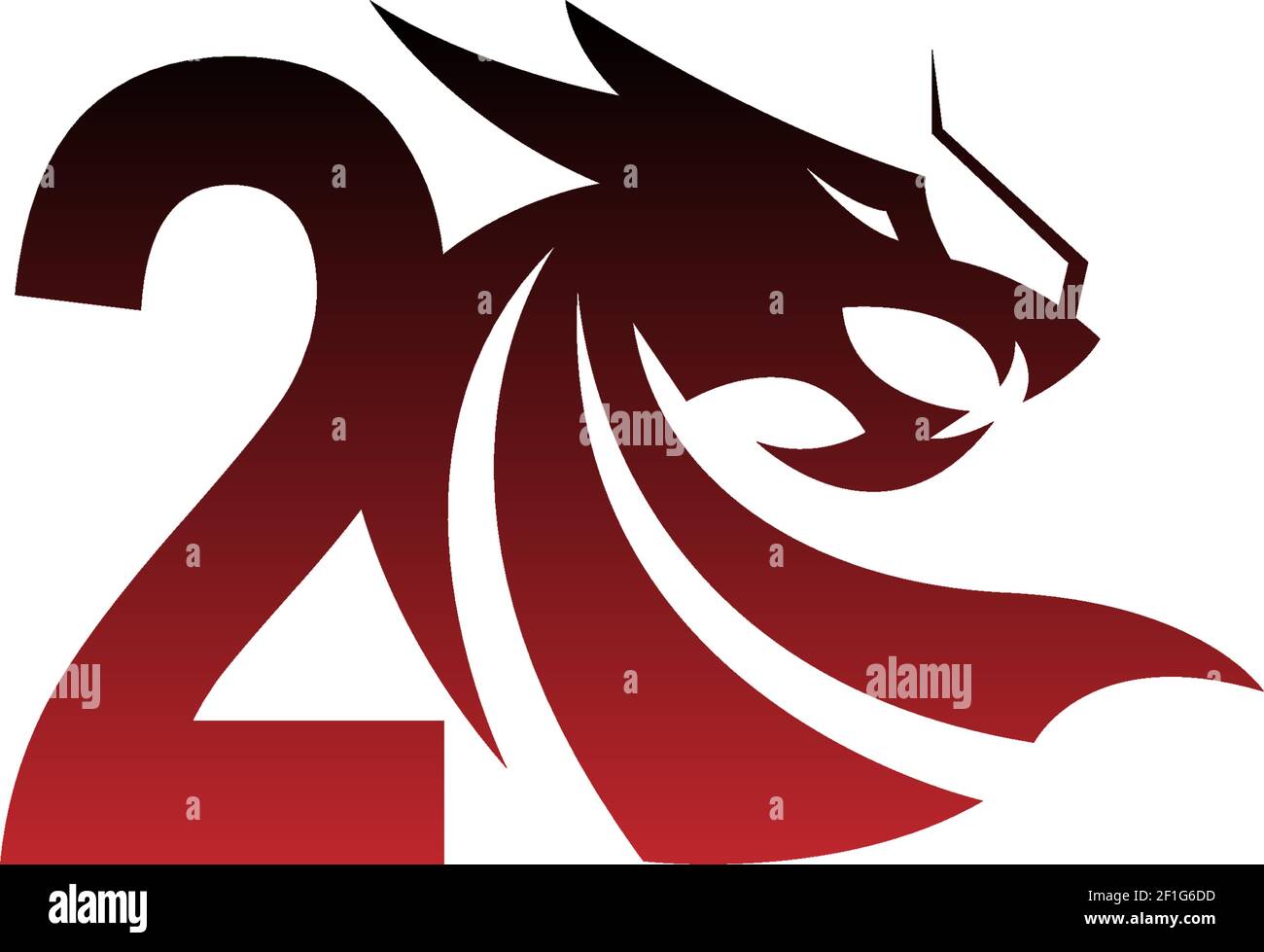 Number 2 logo icon with dragon design vector illustration Stock Vector