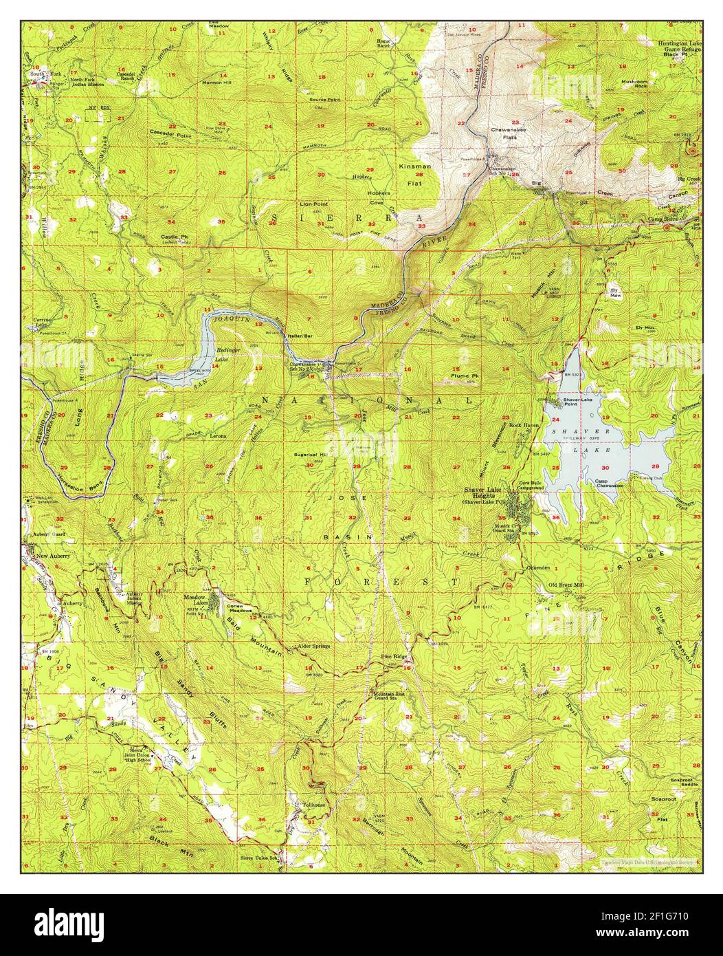 Shaver Lake, California, map 1953, 162500, United States of America by