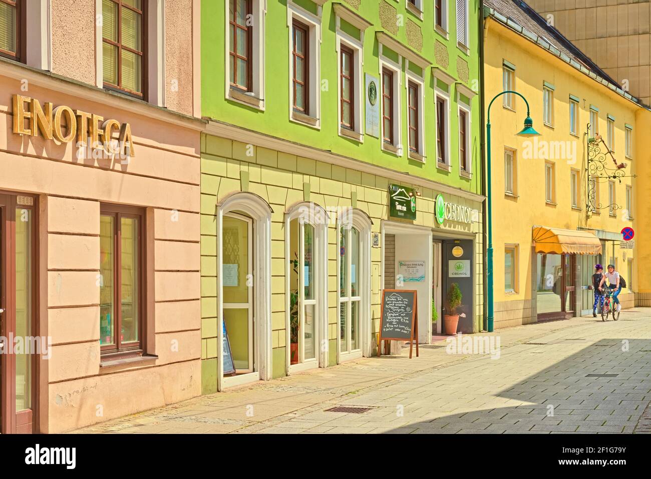 Linz - June 2020, Austria: Street view with colorful historical ...