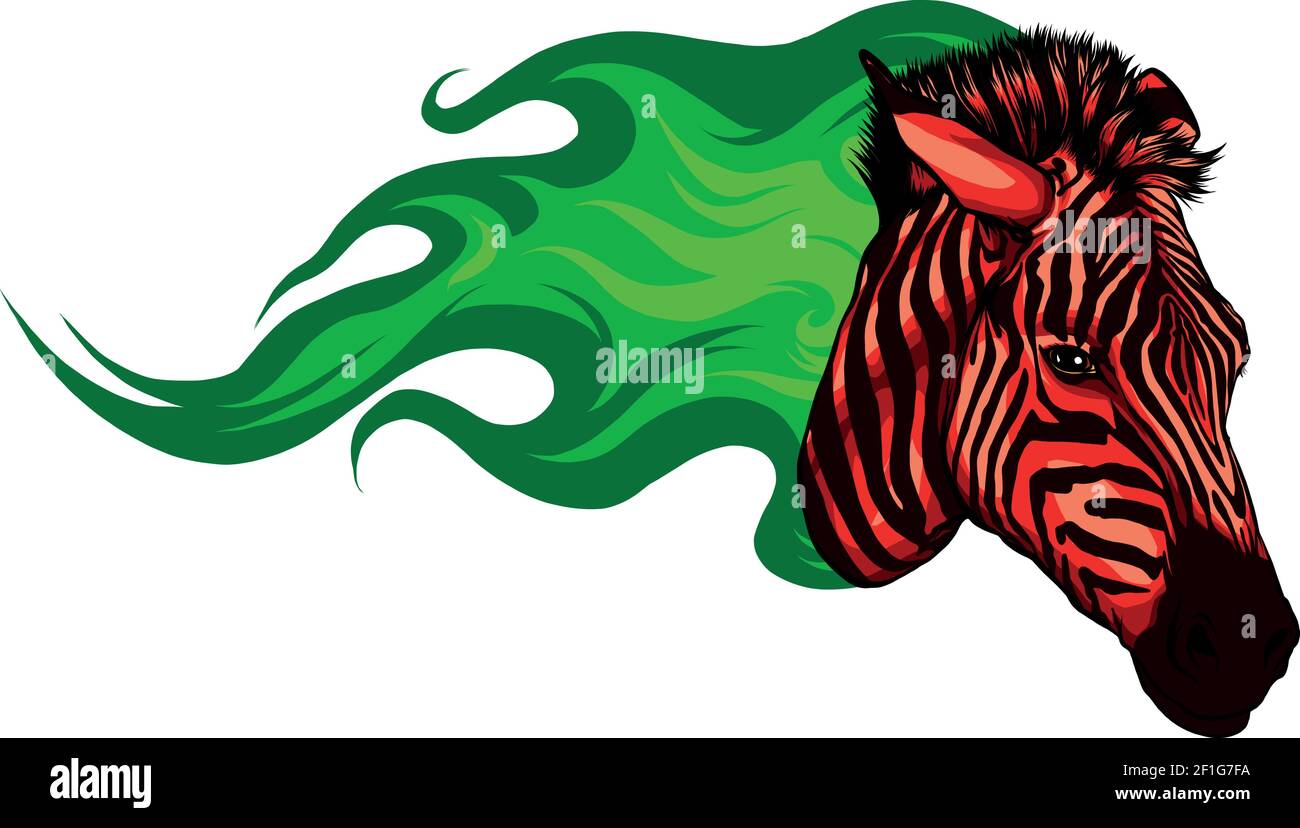 zebra head with flames Vector illustration design Stock Vector
