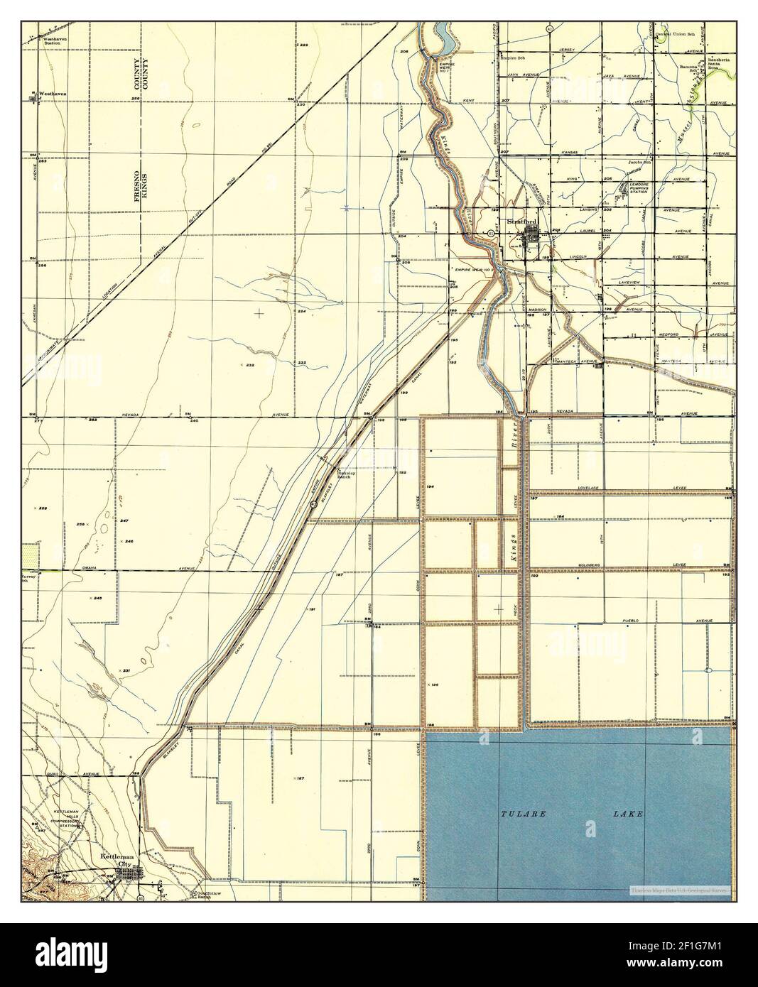 Stratford, California, map 1943, 162500, United States of America by
