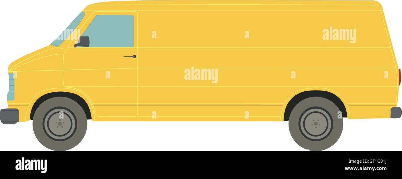Large yellow van on a white background Vector illustration Stock