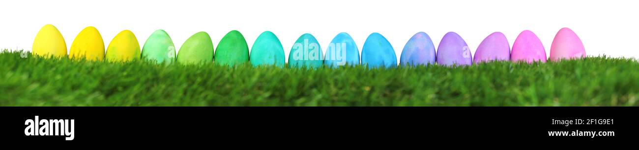 Row of colorful Easter eggs Stock Photo