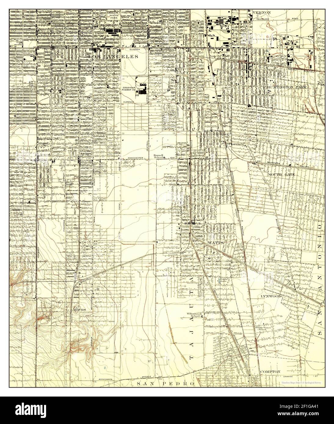 Watts, California, map 1924, 124000, United States of America by