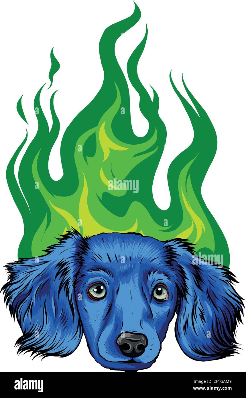 Dog Fire Vector Design puppy Dog with Flame ornaments vector illustration Stock Vector Image ...