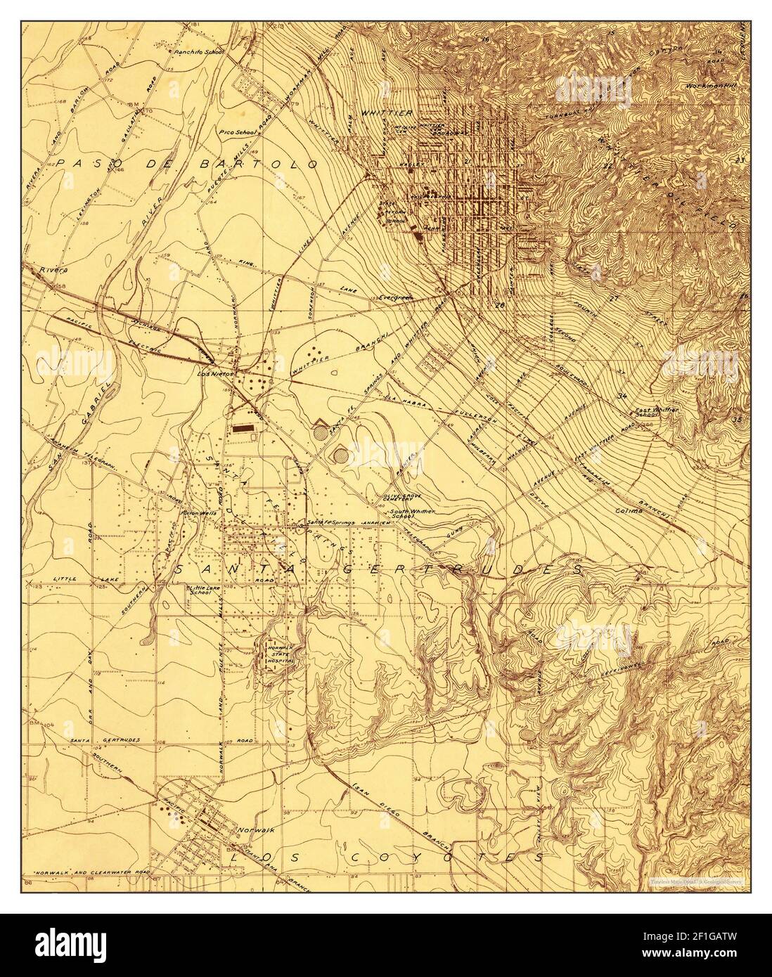 Whittier, California, map 1923, 124000, United States of America by