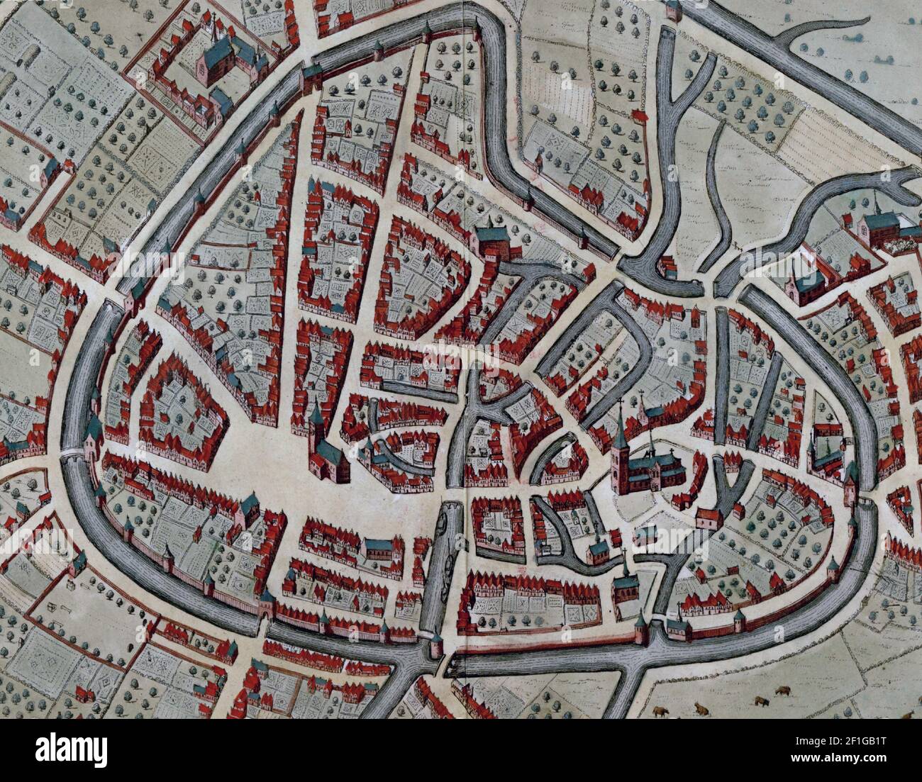 An illustration of an ancient map of a European fortification in the ...