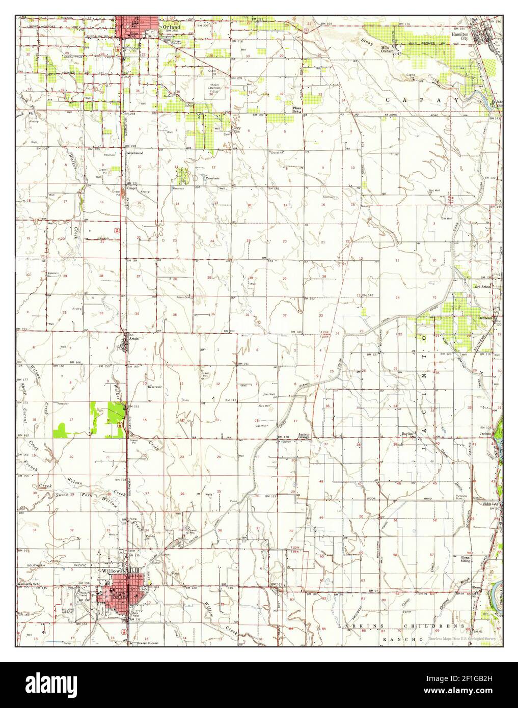 Willows, California, map 1951, 162500, United States of America by Timeless Maps, data U.S